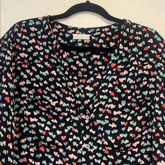 New York & Company Black Heart Print Blouse - Picture 3 of 8